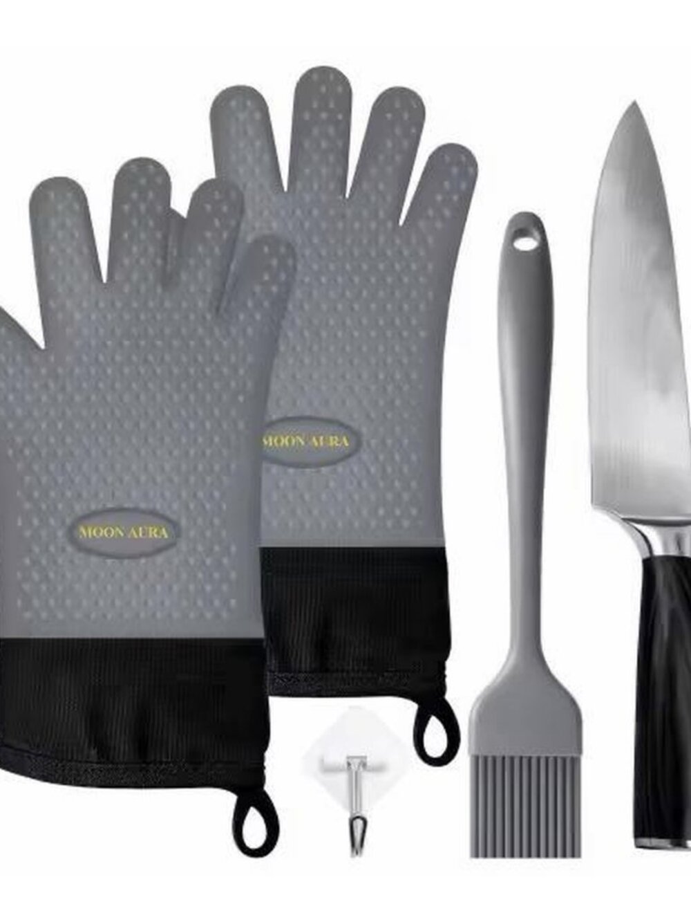 Moon Aura BBQ Gloves - Heat Resistant Oven Mitts for Grilling, Baking & Smoking